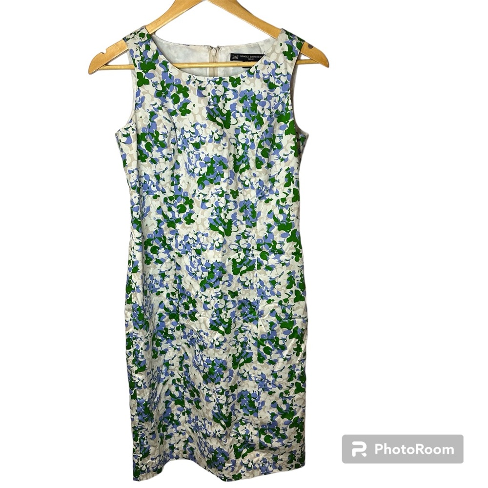 Brooks Brothers 346 Petite 100% Cotton‎ Floral Dress Fully Lined Size 2P